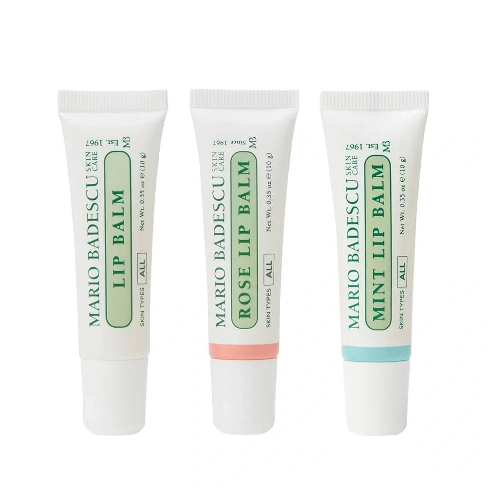 Mario Badescu Lip Balm Trio Set Coconut Oil Shea Butter Rose Mint NWT